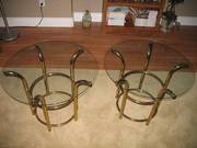 Two glass and gold framed end tables for $20